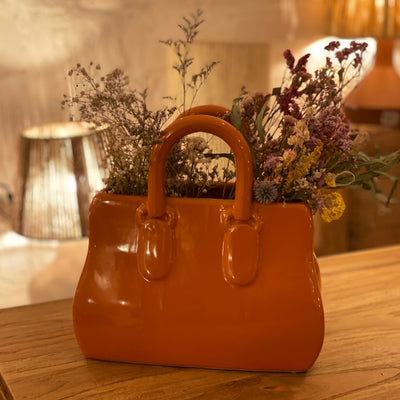 Vase sac à main orange