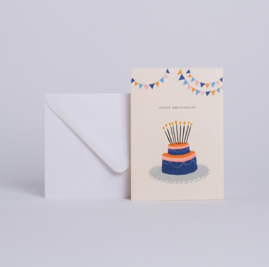 Carte à message - Gâteau "Joyeux anniversaire"