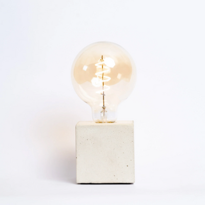 Lampe Cube - Béton Beige ampoule tortillon