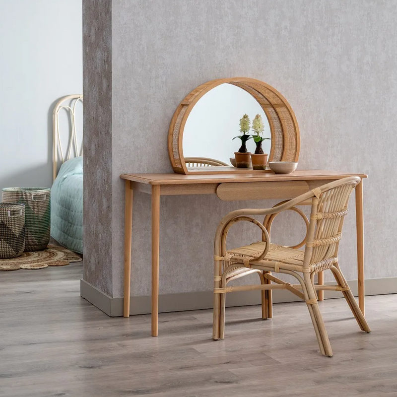 Coiffeuse en bois avec miroir