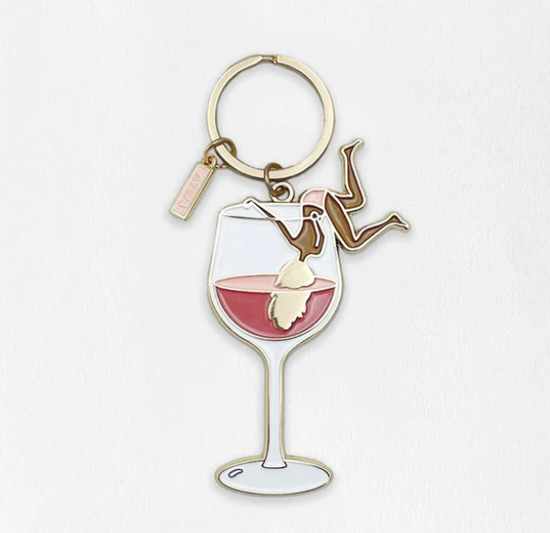 Porte clé Femme verre de rosé