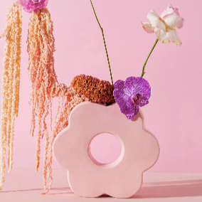 Vase fleur rose