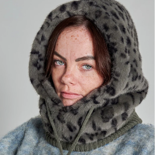 Cagoule léopard grise