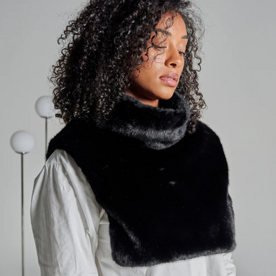 Plastron fausse fourrure noir