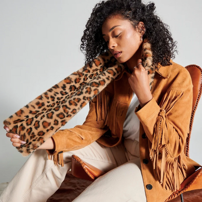 Echarpe léopard taupe