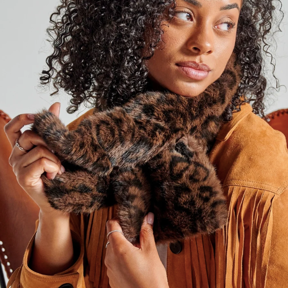 Echarpe léopard marron