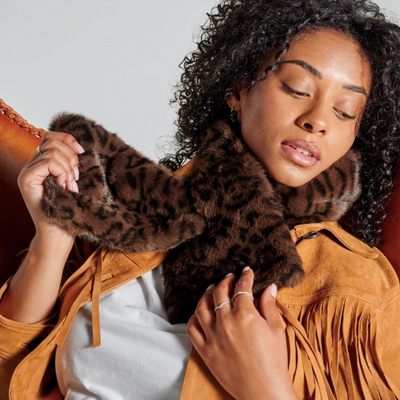 Echarpe léopard marron