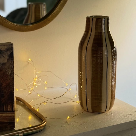 Vase rayures camel et noir