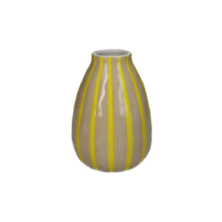 Vase rayures jaune oval