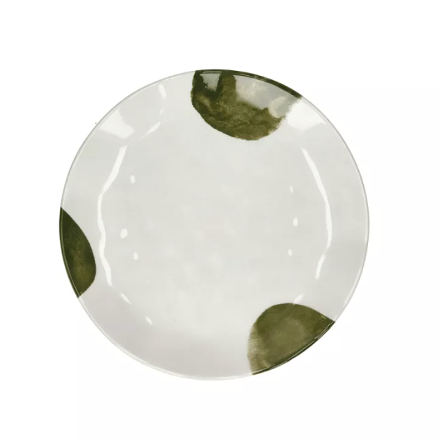 Assiette à dessert tâches vertes