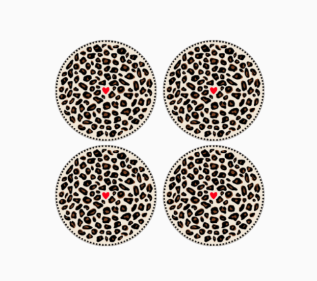 Set de 4 assiettes dessert léopard