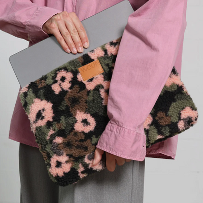 Housse d'ordinateur moumoute fleurs