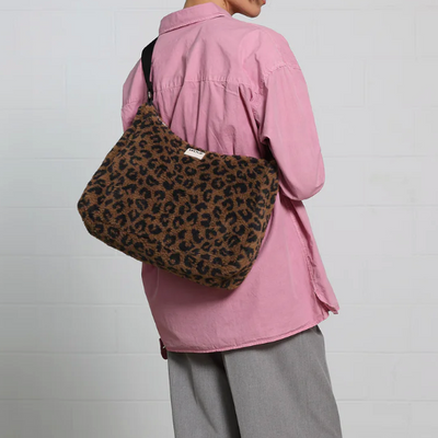 Grand sac à main moumoute léopard