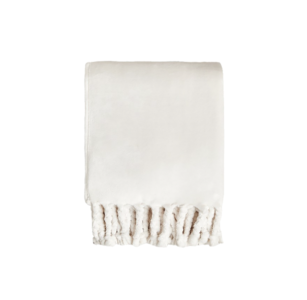 Plaid blanc à frange