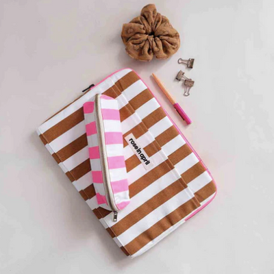 Housse d'ordinateur rayures camel