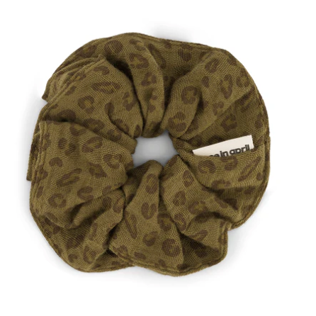 Chouchou léopard olive