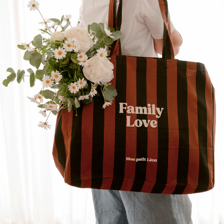 Sac cabas rayures "Family Love"