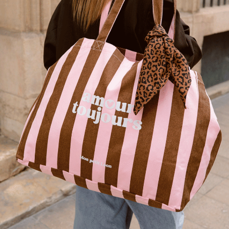 Sac cabas rayures "Amour toujours"