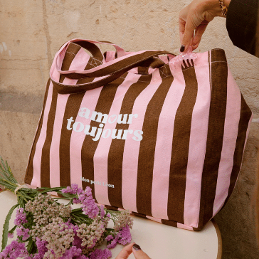 Sac cabas rayures "Amour toujours"