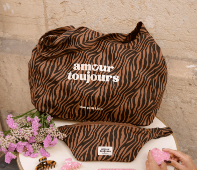 Sac cabas zébré "Amour toujours"