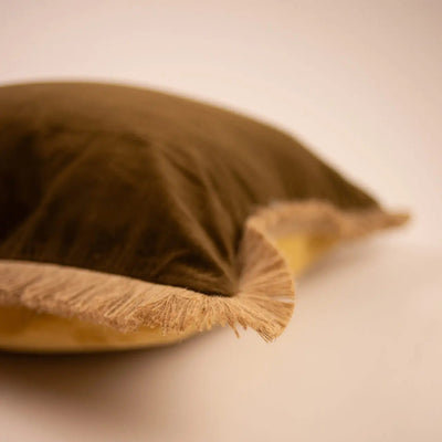 Coussin bicolor à franges