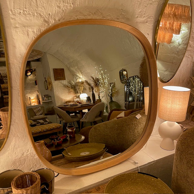 Miroir bords chêne biseautés