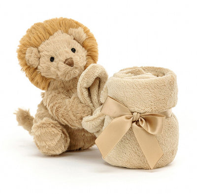 Lion doudou dépliable devant un fond blanc 