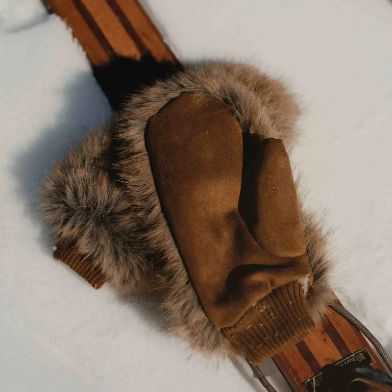 Moufles en fausse fourrure fauve