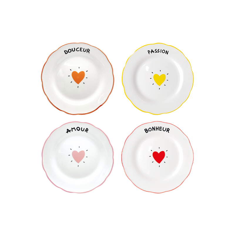 Set de 4 assiettes à message