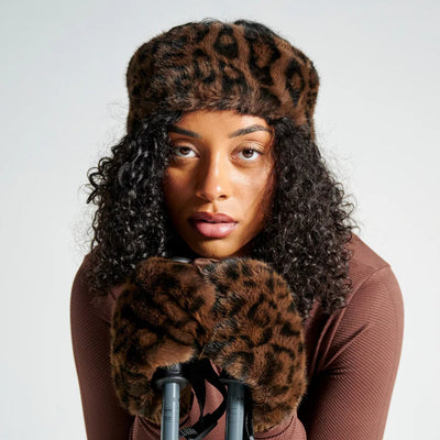 Moufles fausse fourrure léopard