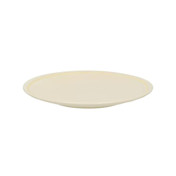 Petite assiette beige liseré jaune