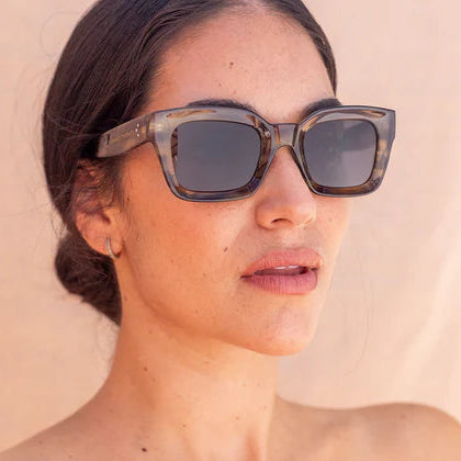 Lunettes de soleil rectangulaires caramel