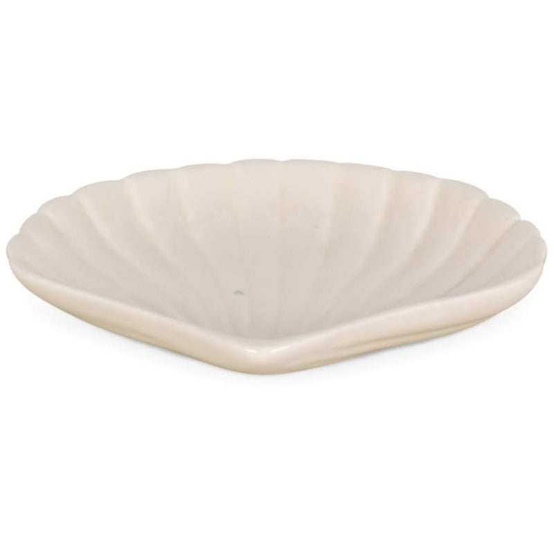 Coupelle coquillage blanche devant un fond blanc 