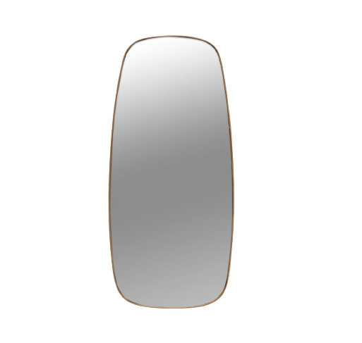 Miroir rectangle arrondi devant un fond blanc 