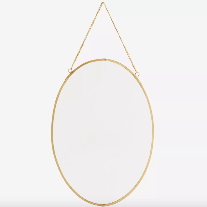 Miroir ovale vertical doré