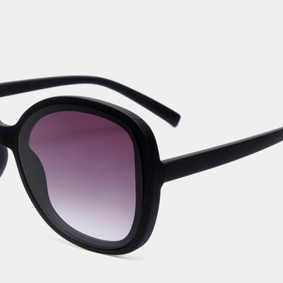 Lunette de soleil ronde noire sur fond blanc
