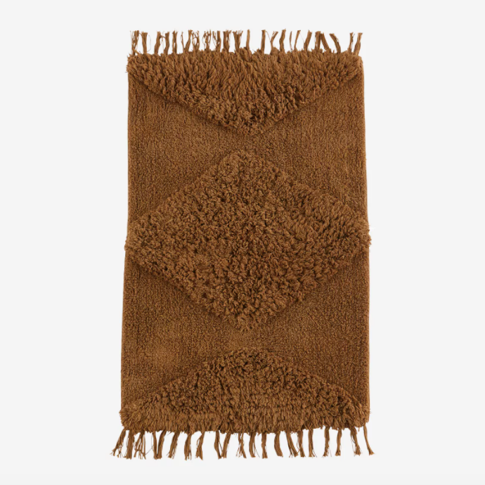Tapis de bain ocre en coton tufté