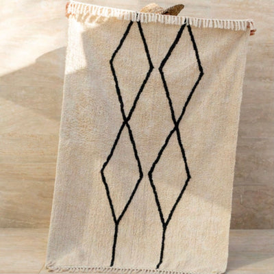 Tapis berbère en coton recyclé à motifs "double losanges"