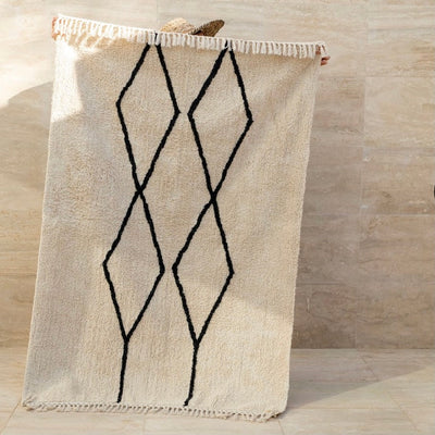 Tapis berbère en coton recyclé à motifs "double losanges"