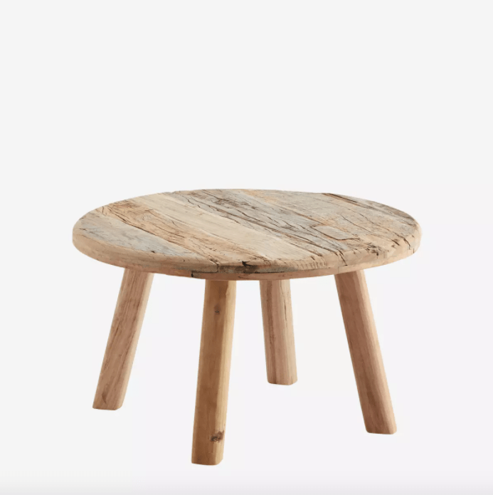 Petite table ronde en bois recyclé
